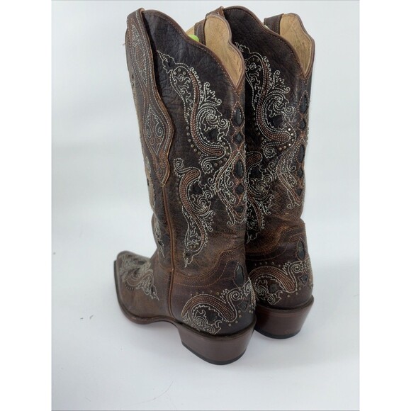 Shyanne Isabelle Inlay Stud Western Boot Brown Womens Size 8.5 - Picture 8 of 16